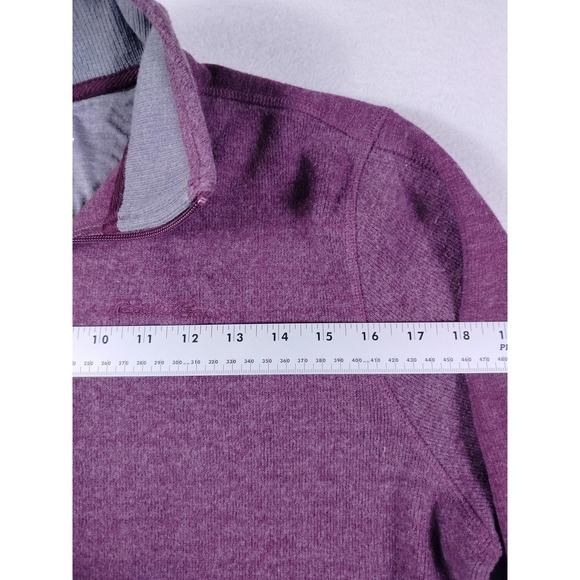 Eddie Bauer Sweater Mens Medium Purple 1/4 Zip Mock Neck Fleece Cabinecore - Picture 8 of 10